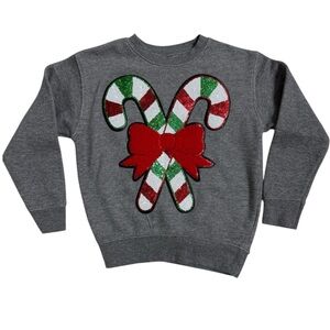 Rabbit Skins Gray Holiday Candy Cane Sweatshirt